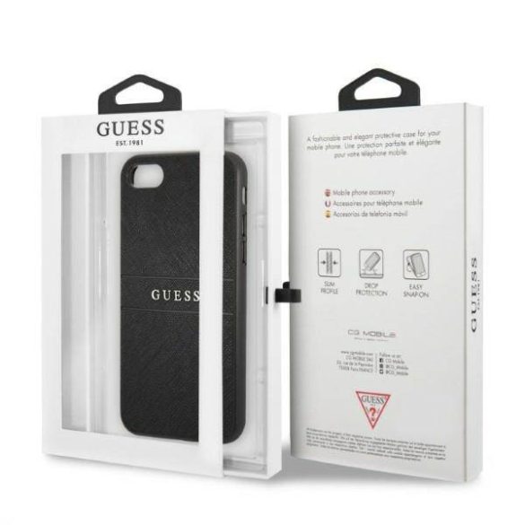 Guess GUHCI8PSASBBK iPhone 7/8 / SE 2020 / SE 2022 fekete Saffiano Strap tok