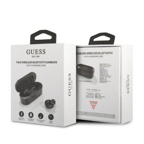 Guess Bluetooth fülhallgató GUTWST31EK TWS + dokkolóállomás fekete