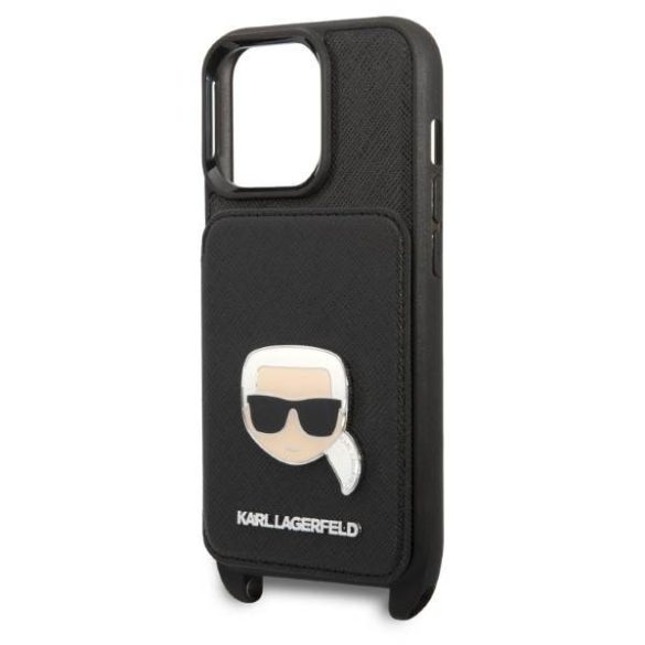 Karl Lagerfeld KLHCP13LSAKHPK iPhone 13 Pro / 13 6,1" keménytok Saffiano fém Karl fej tok