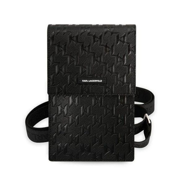 Karl Lagerfeld telefon táska KLWBSAMSMK fekete Monogram Plate tok