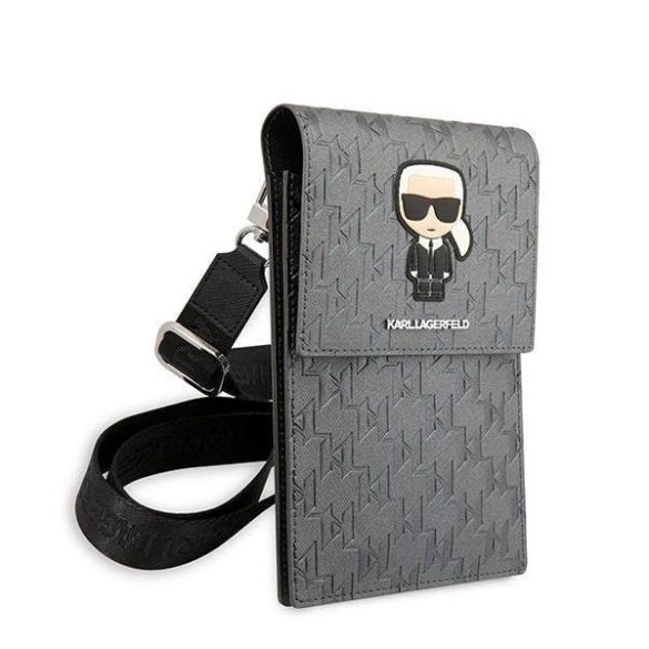 Karl Lagerfeld telefon táska KLWBSAMIPG ezüst ikonikus Karl Monogram Patch tok