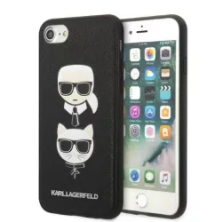   Karl Lagerfeld KLHCI8SAKICKCBK iPhone 7/8 / SE 2020 / SE 2022 fekete keménytok Saffiano Karl&Choupette fej