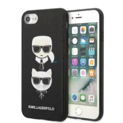   Karl Lagerfeld KLHCI8SAKICKCBK iPhone 7/8 / SE 2020 / SE 2022 fekete keménytok Saffiano Karl&Choupette fej