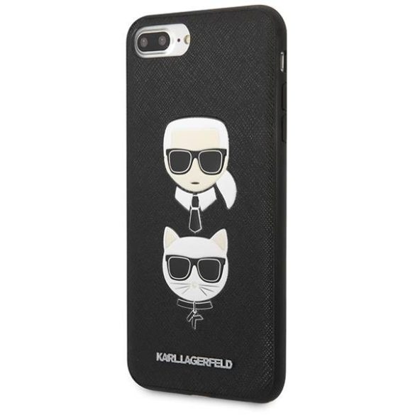 Karl Lagerfeld KLHCI8LSAKICKCBK iPhone 7 Plus / 8 Plus fekete keménytok Saffiano Karl&Choupette fej