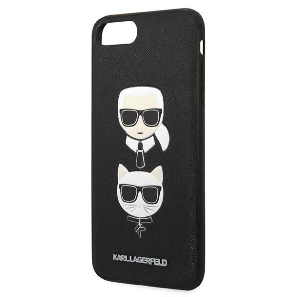 Karl Lagerfeld KLHCI8LSAKICKCBK iPhone 7 Plus / 8 Plus fekete keménytok Saffiano Karl&Choupette fej