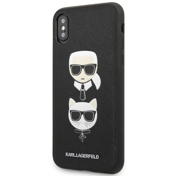 Karl Lagerfeld KLHCI65SAKICKCBK iPhone XS Max fekete keménytok Saffiano Karl&Choupette fej