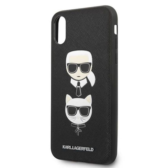 Karl Lagerfeld KLHCI65SAKICKCBK iPhone XS Max fekete keménytok Saffiano Karl&Choupette fej