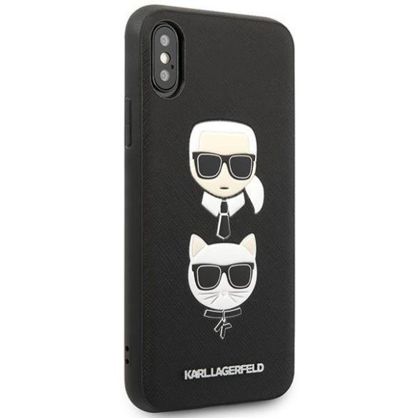 Karl Lagerfeld KLHCI65SAKICKCBK iPhone XS Max fekete keménytok Saffiano Karl&Choupette fej