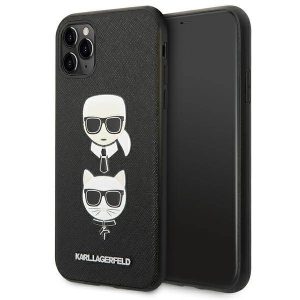 Karl Lagerfeld KLHCN58SAKICKCBK iPhone 11 Pro 5,8" fekete keménytok Saffiano Karl&Choupette fej