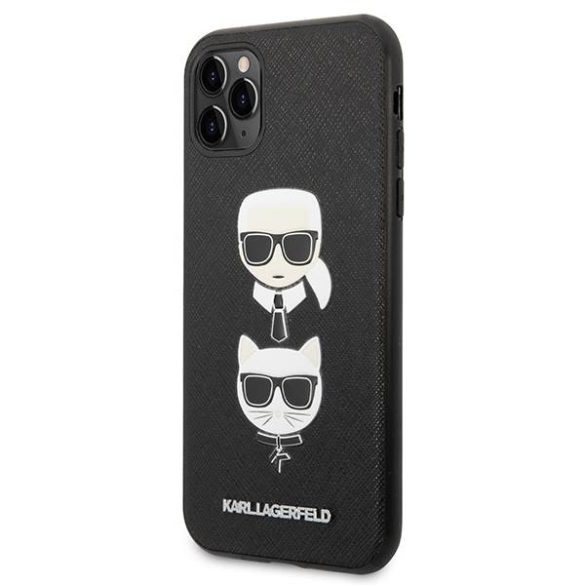 Karl Lagerfeld KLHCN58SAKICKCBK iPhone 11 Pro 5,8" fekete keménytok Saffiano Karl&Choupette fej