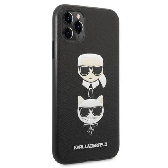 Karl Lagerfeld KLHCN58SAKICKCBK iPhone 11 Pro 5,8" fekete keménytok Saffiano Karl&Choupette fej