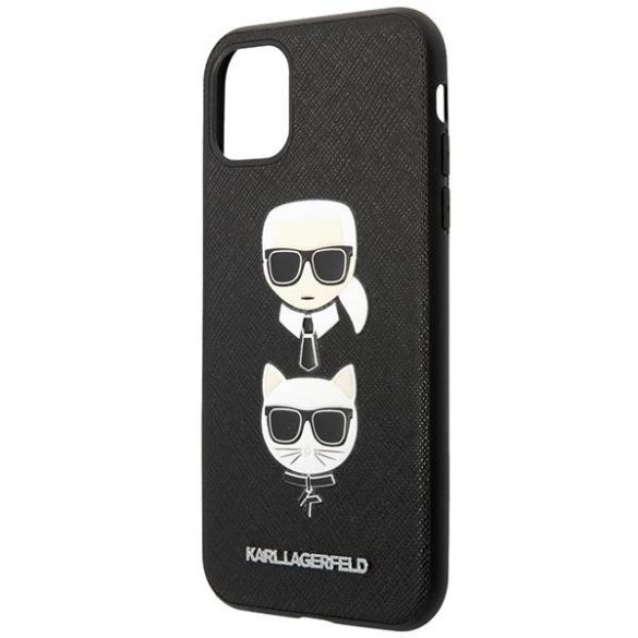 Karl Lagerfeld KLHCN58SAKICKCBK iPhone 11 Pro 5,8" fekete keménytok Saffiano Karl&Choupette fej