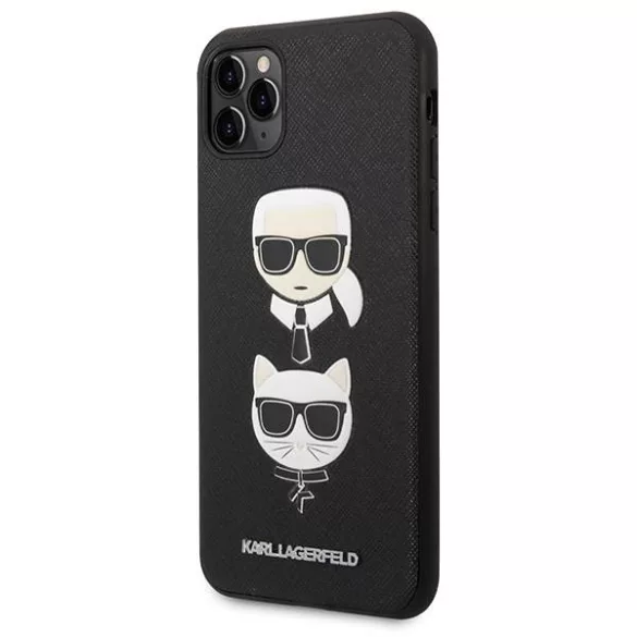 Karl Lagerfeld KLHCN65SAKICKCBK iPhone 11 Pro Max 6,5" fekete keménytok Saffiano Karl&Choupette fej