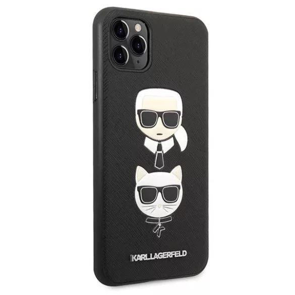 Karl Lagerfeld KLHCN65SAKICKCBK iPhone 11 Pro Max 6,5" fekete keménytok Saffiano Karl&Choupette fej