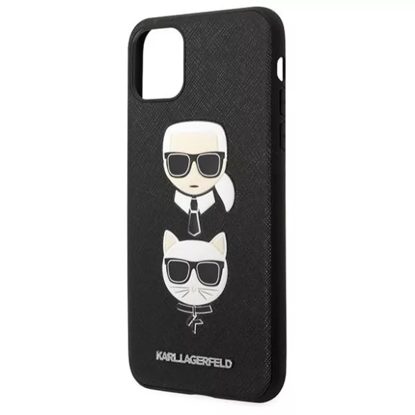 Karl Lagerfeld KLHCN65SAKICKCBK iPhone 11 Pro Max 6,5" fekete keménytok Saffiano Karl&Choupette fej