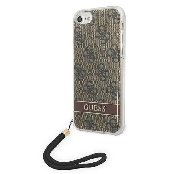 Guess GUOHCI8H4STW iPhone SE 2022 / SE 2020 / 7/ 8 barna 4G Print Strap keménytok