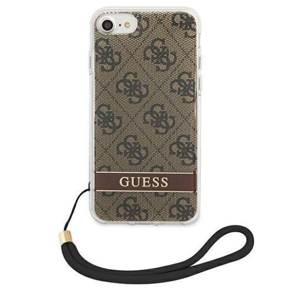 Guess GUOHCI8H4STW iPhone SE 2022 / SE 2020 / 7/ 8 barna 4G Print Strap keménytok