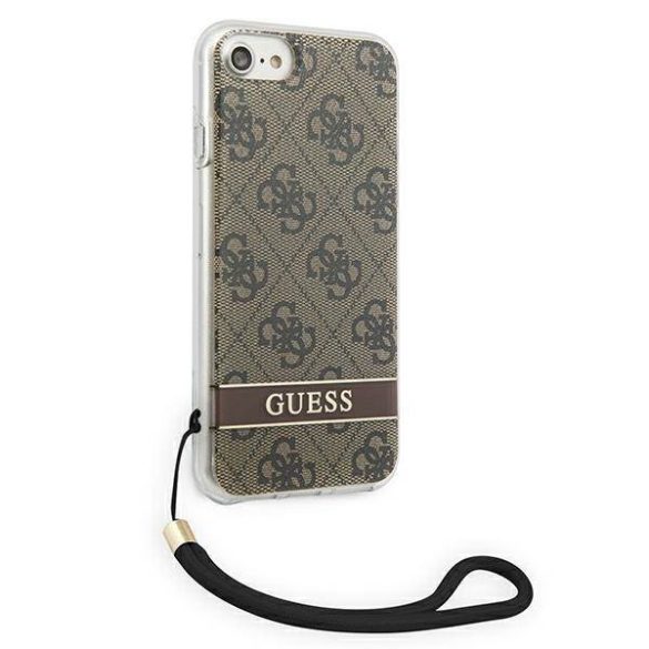 Guess GUOHCI8H4STW iPhone SE 2022 / SE 2020 / 7/ 8 barna 4G Print Strap keménytok