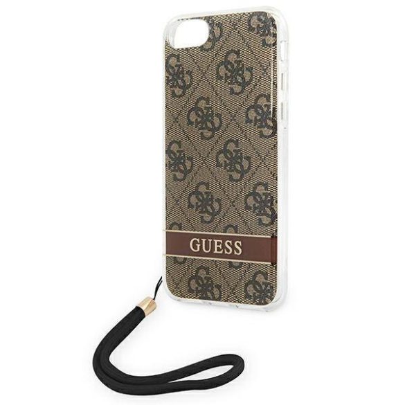 Guess GUOHCI8H4STW iPhone SE 2022 / SE 2020 / 7/ 8 barna 4G Print Strap keménytok