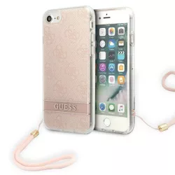   Guess GUOHCI8H4STP iPhone SE 2022 / SE 2020 / 7/ 8 rózsaszín 4G Print Strap keménytok