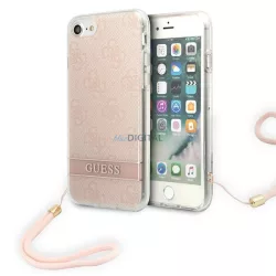   Guess GUOHCI8H4STP iPhone SE 2022 / SE 2020 / 7/ 8 rózsaszín 4G Print Strap keménytok