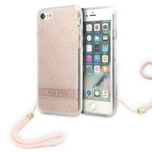 Guess GUOHCI8H4STP iPhone SE 2022 / SE 2020 / 7/ 8 rózsaszín 4G Print Strap keménytok