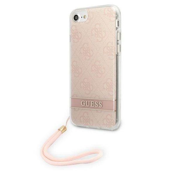 Guess GUOHCI8H4STP iPhone SE 2022 / SE 2020 / 7/ 8 rózsaszín 4G Print Strap keménytok