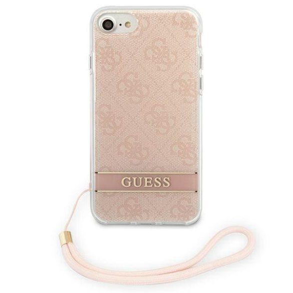 Guess GUOHCI8H4STP iPhone SE 2022 / SE 2020 / 7/ 8 rózsaszín 4G Print Strap keménytok