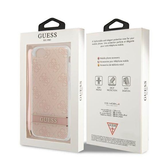 Guess GUOHCI8H4STP iPhone SE 2022 / SE 2020 / 7/ 8 rózsaszín 4G Print Strap keménytok