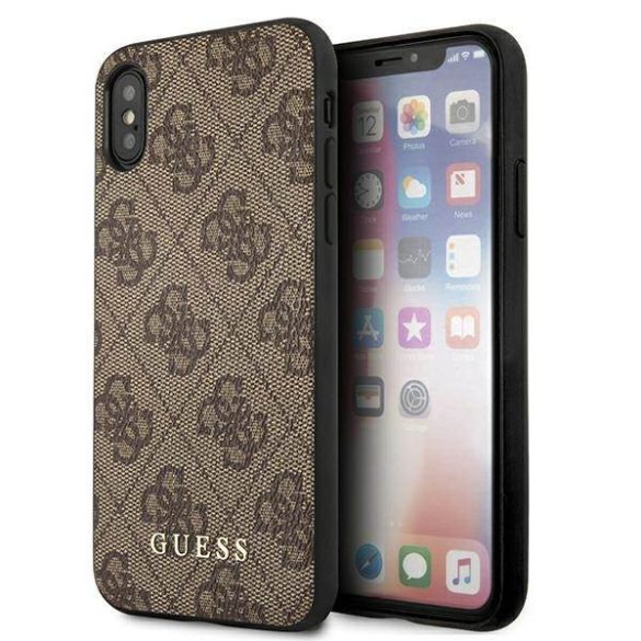 Guess GUHCI65G4GFBR iPhone Xs Max barna 4G fém arany logós keménytok