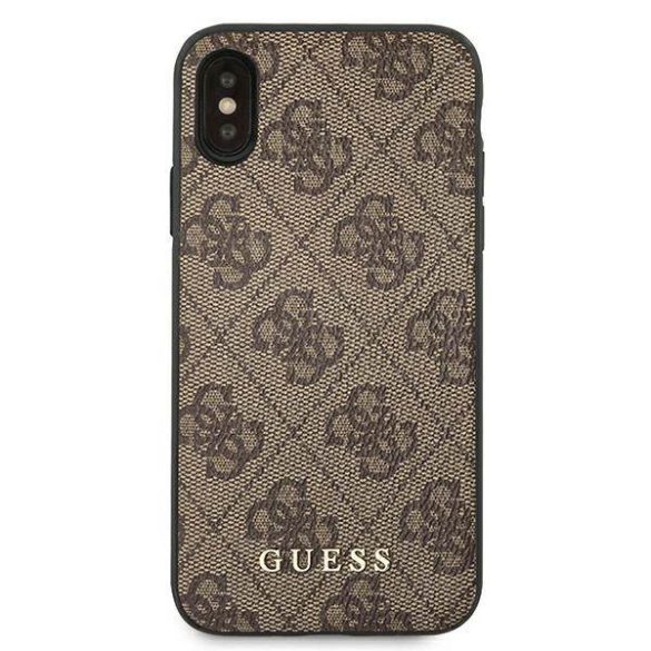 Guess GUHCI65G4GFBR iPhone Xs Max barna 4G fém arany logós keménytok