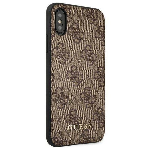 Guess GUHCI65G4GFBR iPhone Xs Max barna 4G fém arany logós keménytok