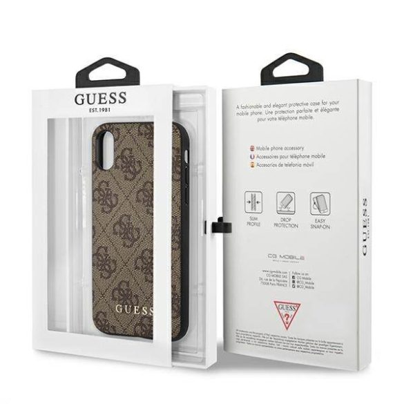 Guess GUHCI65G4GFBR iPhone Xs Max barna 4G fém arany logós keménytok