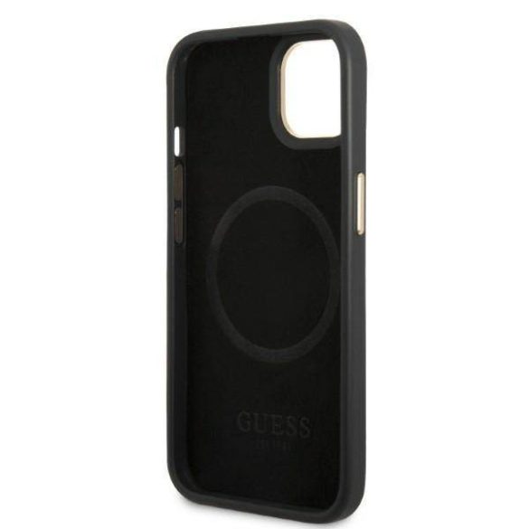 Guess GUHMP13MU4GPRK iPhone 13 / 14 / 15 6.1" fekete keménytok 4G Logo Plate MagSafe