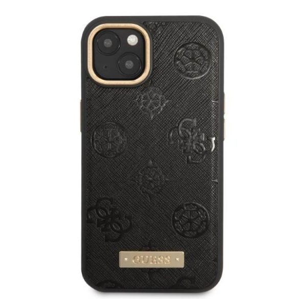 Guess GUHMP13MSAPSTK iPhone 13 / 14 / 15 6.1" fekete keménytok Peony Logo Plate MagSafe