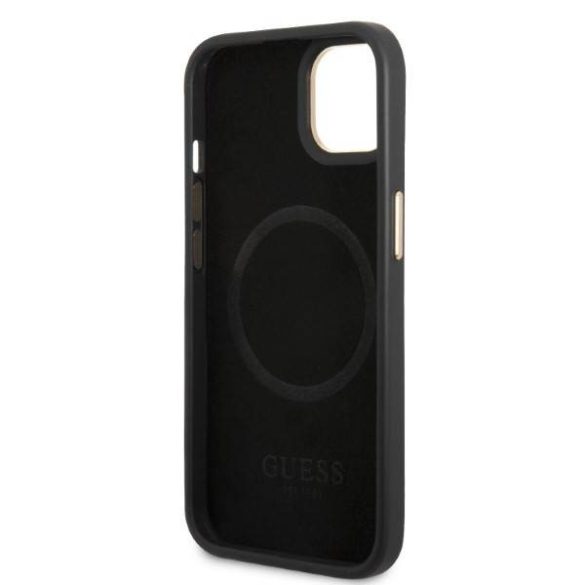 Guess GUHMP13MSAPSTK iPhone 13 / 14 / 15 6.1" fekete keménytok Peony Logo Plate MagSafe