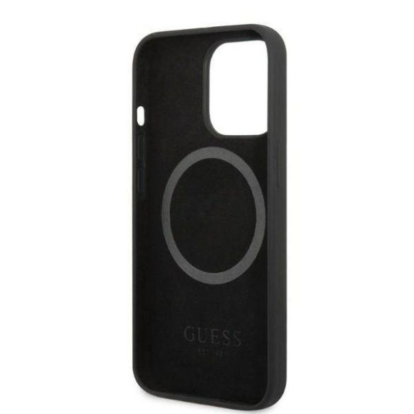 Guess GUHMP13LSPLK iPhone 13 Pro / 13 6,1" fekete szilikon Logo Plate MagSafe keménytok