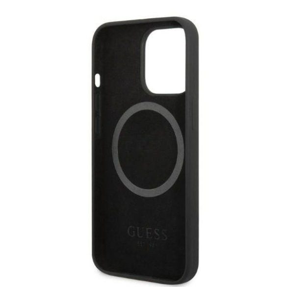 Guess GUHMP13XSPLK iPhone 13 Pro Max 6,7" fekete szilikon Logo Plate MagSafe keménytok