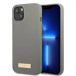  Guess GUHMP13SSPLG iPhone 13 mini 5,4" szürke szilikon 4G Logo Plate MagSafe keménytok