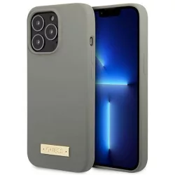  Guess GUHMP13LSPLG iPhone 13 Pro / 13 6,1" szürke szilikon Logo Plate MagSafe keménytok