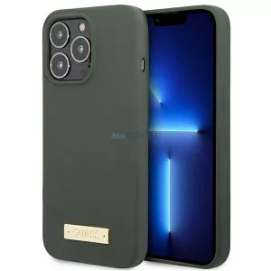 Guess GUHMP13LSPLA iPhone 13 Pro / 13 6,1" keki szilikon Logo Plate MagSafe keménytok