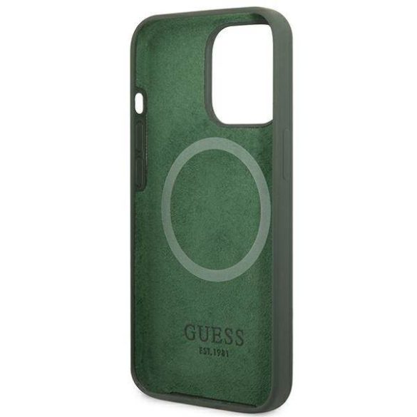 Guess GUHMP13LSPLA iPhone 13 Pro / 13 6,1" keki szilikon Logo Plate MagSafe keménytok