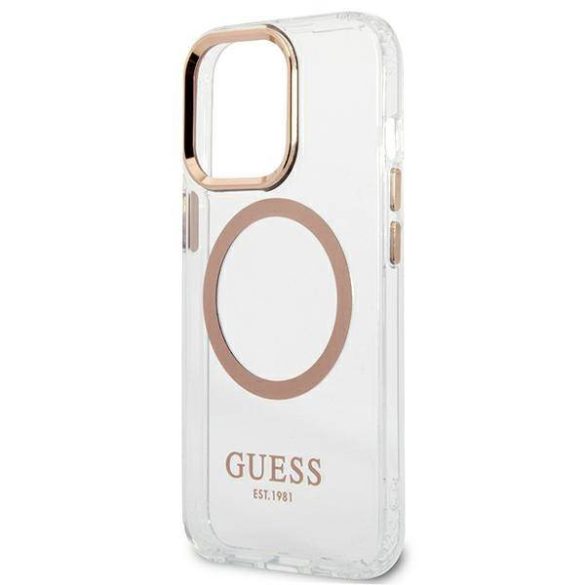 Guess GUHMP13LHTRMD iPhone 13 Pro / 13 6,1" arany keménytok fém kontúrral Magsafe