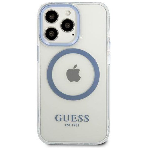 Guess GUHMP13LHTRMB iPhone 13 Pro / 13 6,1" kék keménytok fém kontúrral Magsafe