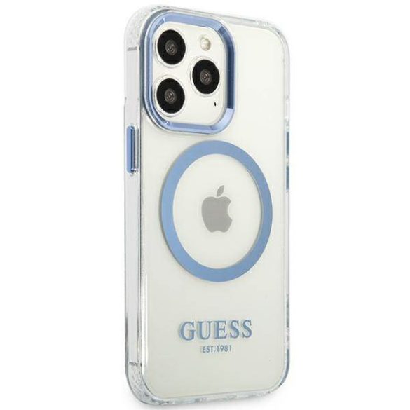 Guess GUHMP13LHTRMB iPhone 13 Pro / 13 6,1" kék keménytok fém kontúrral Magsafe