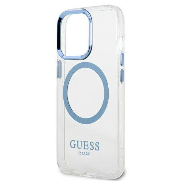 Guess GUHMP13LHTRMB iPhone 13 Pro / 13 6,1" kék keménytok fém kontúrral Magsafe