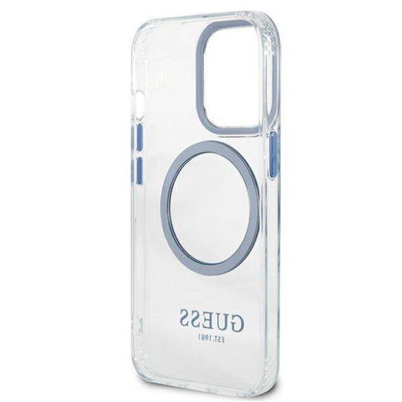 Guess GUHMP13LHTRMB iPhone 13 Pro / 13 6,1" kék keménytok fém kontúrral Magsafe