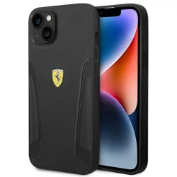   Ferrari FEHCP14MRBUK iPhone 14 Plus 6.7" fekete keménytok bőr bélyegzős oldalai