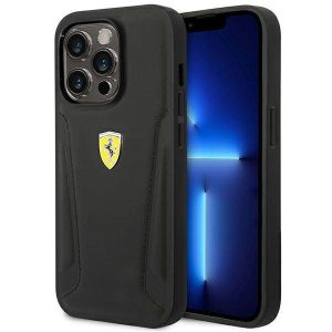 Ferrari FEHCP14LRBUK iPhone 14 Pro 6,1" fekete bőr Stamp keménytok