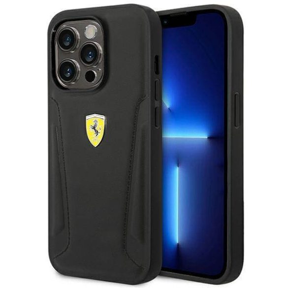 Ferrari FEHCP14LRBUK iPhone 14 Pro 6,1" fekete bőr Stamp keménytok